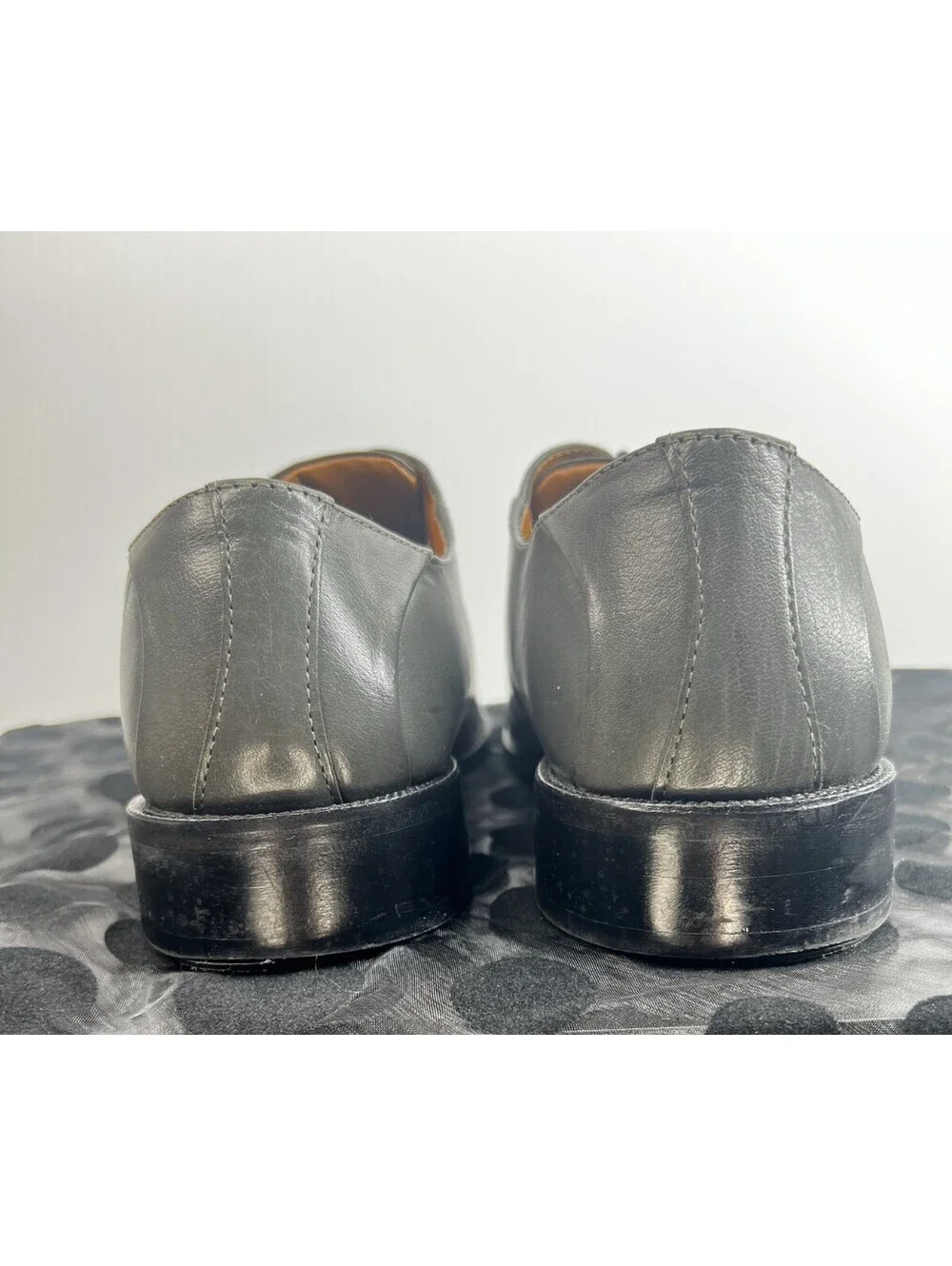 Stacy Adams Mens 10.5 M Pewter Gray Leather Square Toe Lace Up Dress Shoes